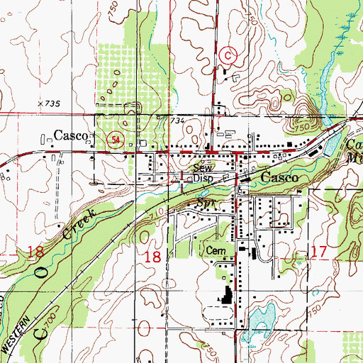 Topographic Map of Casco Wastewater Treatment Plant, WI