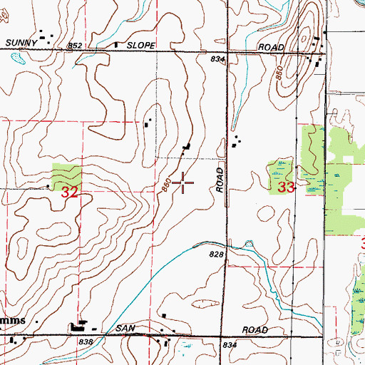 Topographic Map of Fenlon Farm, WI