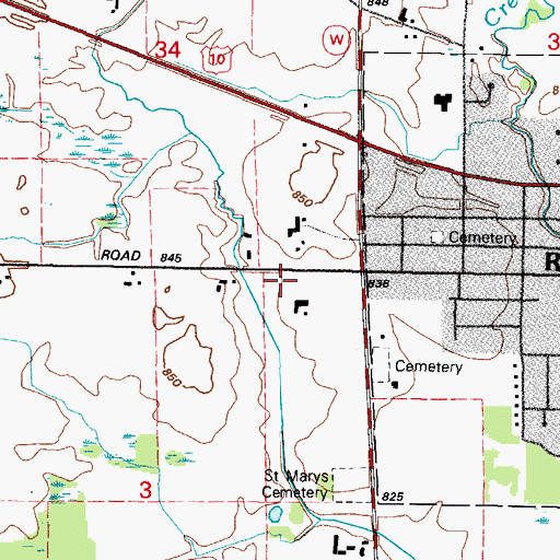 Topographic Map of Reeds Vu Dairy Farm, WI