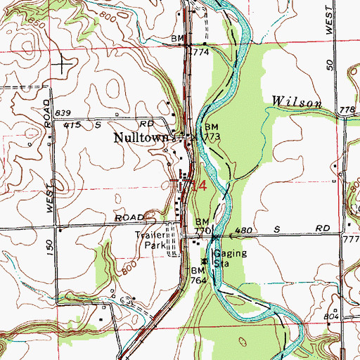 Topographic Map of Nulltown Cemetery, IN