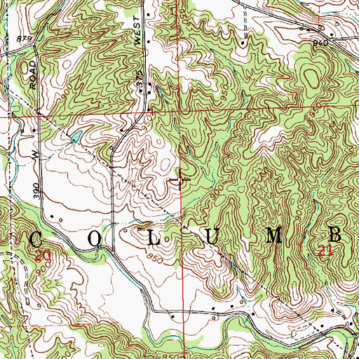 Topographic Map of Stevens Cemetery, IN