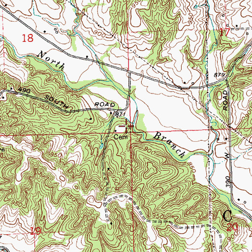 Topographic Map of Wadams Cemetery, IN