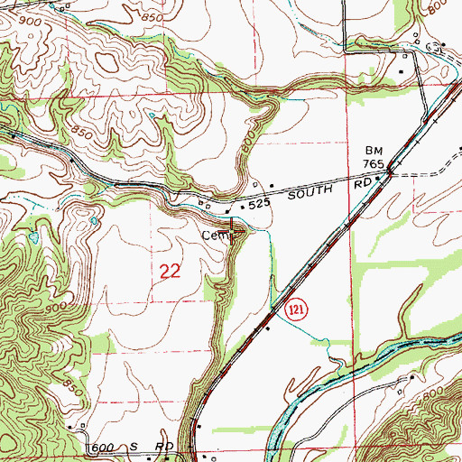 Topographic Map of Webb Cemetery, IN