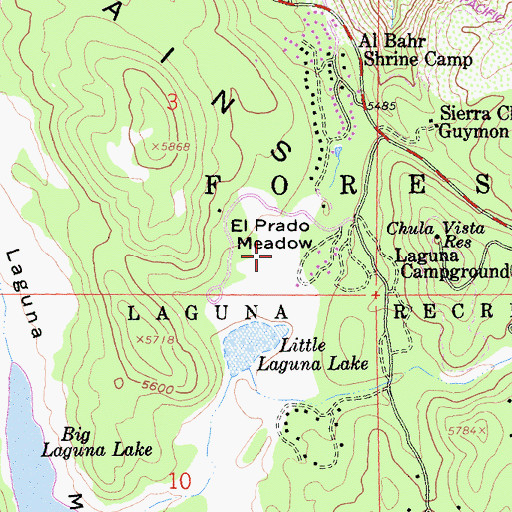 Topographic Map of El Prado Meadow, CA