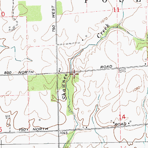Topographic Map of Shanee Bluff Cemetery, IN