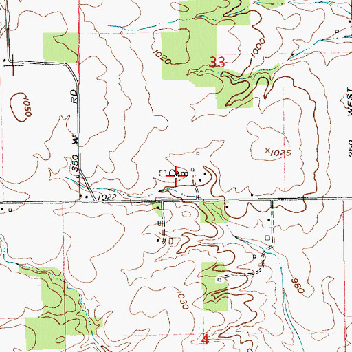 Topographic Map of Caldwell Cemetery, IN