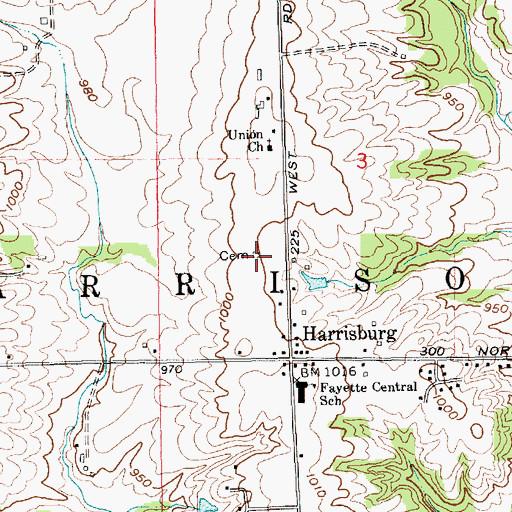 Topographic Map of Thomas Cemetery, IN