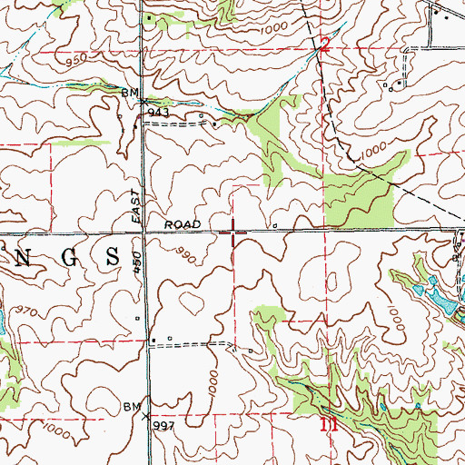 Topographic Map of Hanson-Crandel Cemetery, IN