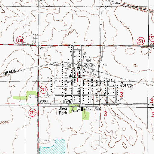Topographic Map of Java Post Office, SD
