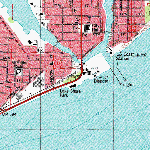 Topographic Map of Lester Public Library, WI