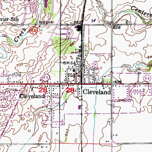 Topographic Map of Cleveland Post Office, WI
