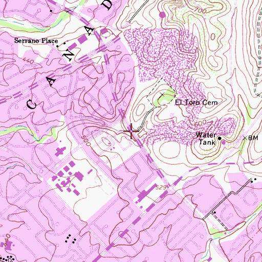 Topographic Map of El Toro Memorial Park, CA