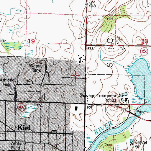 Topographic Map of Idlewood Farms, WI