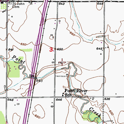 Topographic Map of Flowing Acres, WI