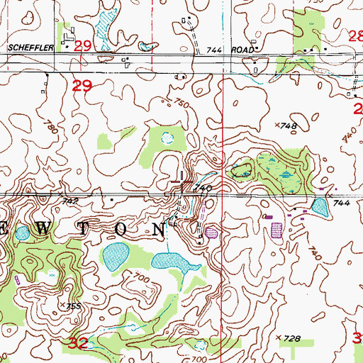 Topographic Map of M V Farm, WI