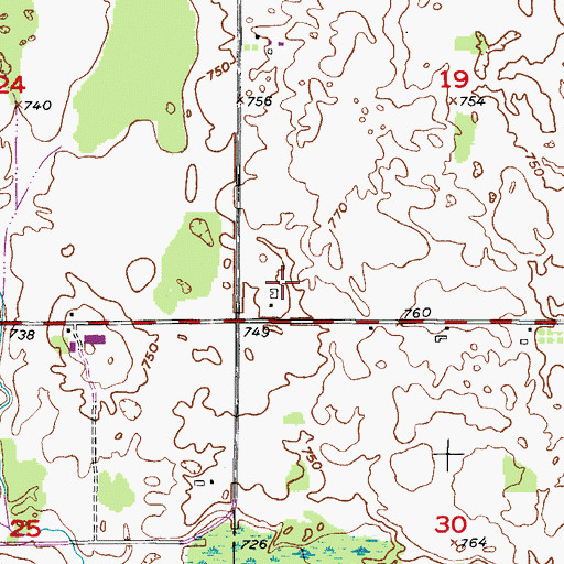 Topographic Map of Mueller Range Line Dairy, WI