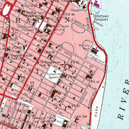 Topographic Map of Eleventh Street Methodist Episcopal Church (historical), NY