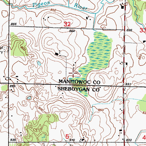 Topographic Map of County Line Orchard, WI