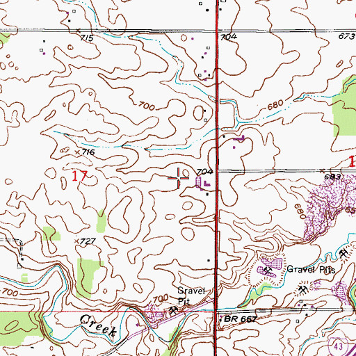 Topographic Map of Jaeger Farms, WI