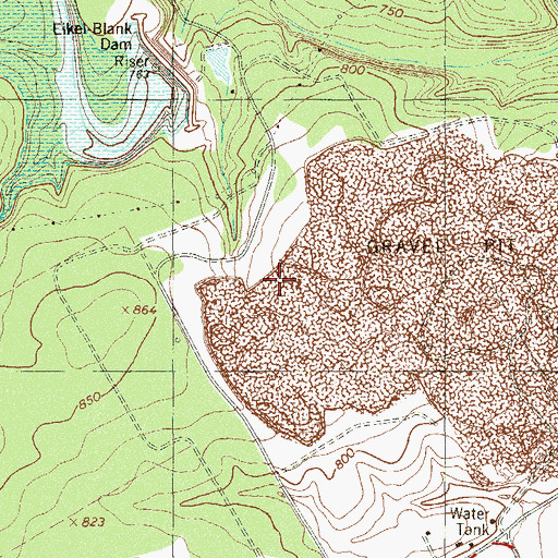Topographic Map of Servtex Quarry, TX