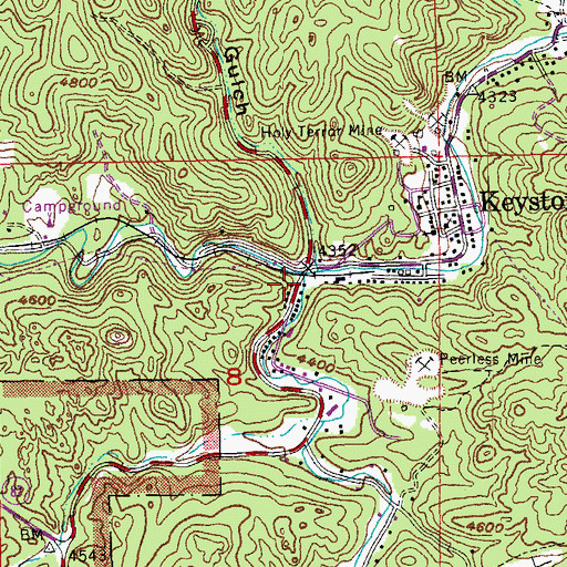Topographic Map of Keystone Post Office, SD