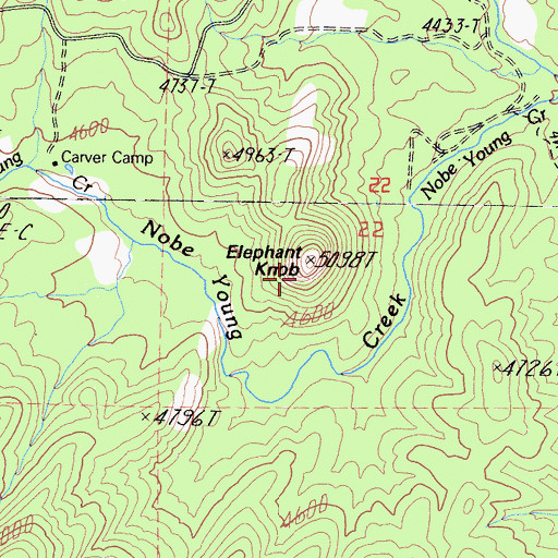 Topographic Map of Elephant Knob, CA