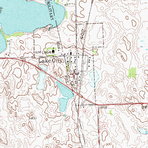 Topographic Map of Lake City Post Office, SD