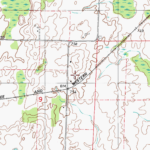Topographic Map of Riedy Farms, WI