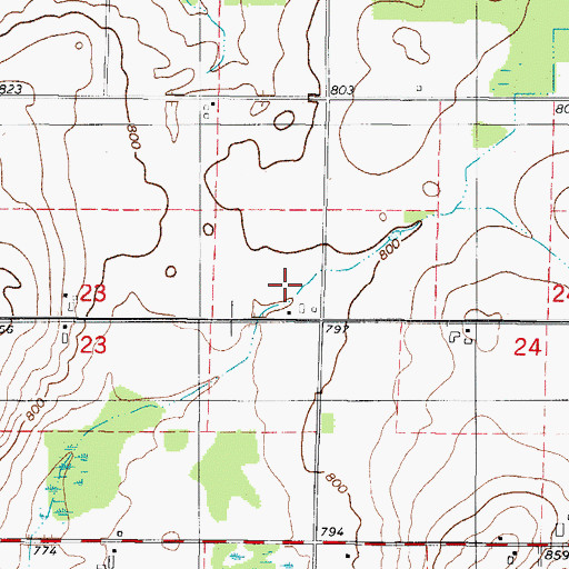 Topographic Map of Red River Valley Farms, WI