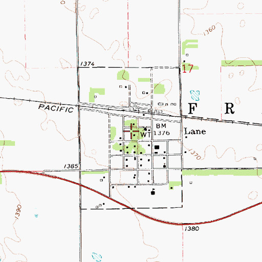 Topographic Map of Lane Post Office (historical), SD