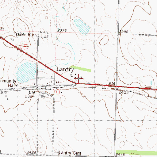 Topographic Map of Lantry Post Office, SD