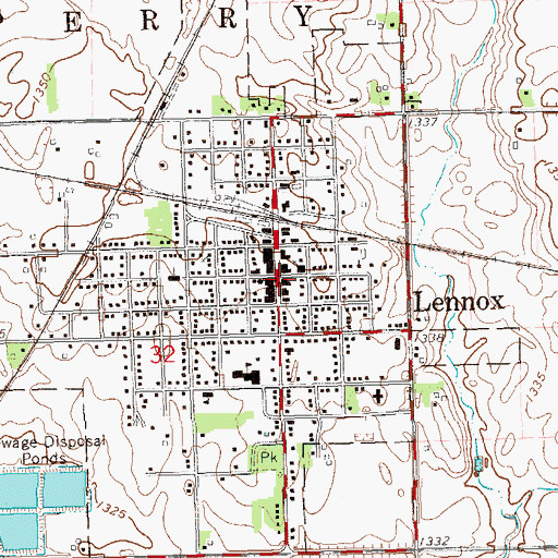 Topographic Map of Lennox Post Office, SD