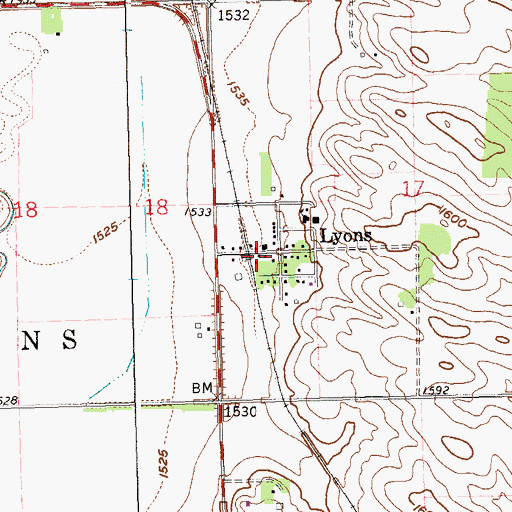 Topographic Map of Lyons Post Office, SD