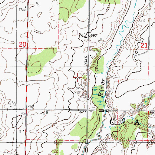 Topographic Map of Langer Farms, WI