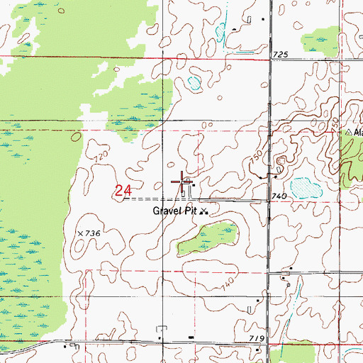 Topographic Map of Lonesome Road Farms, WI