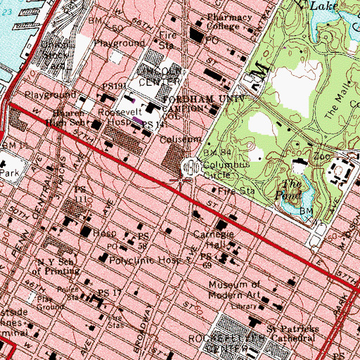 Topographic Map of Central Park Place, NY