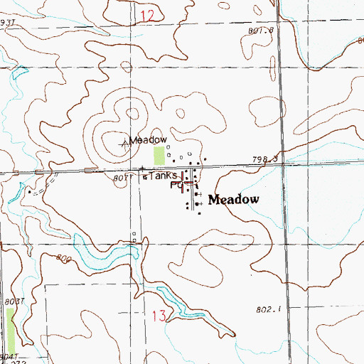 Topographic Map of Meadow Post Office, SD