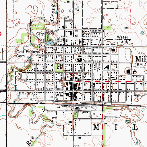 Topographic Map of Miller Post Office, SD