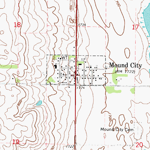 Topographic Map of Mound City Post Office, SD