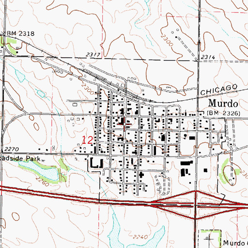 Topographic Map of Murdo Post Office, SD