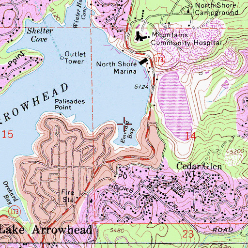 Topographic Map of Emerald Bay, CA