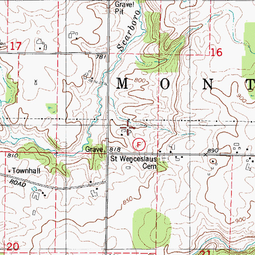 Topographic Map of Fairview Farms, WI
