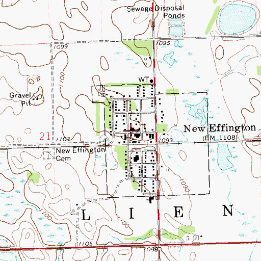 Topographic Map of New Effington Post Office, SD