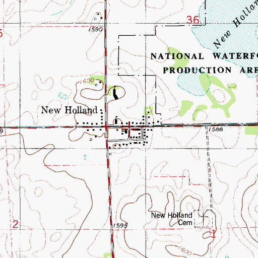 Topographic Map of New Holland Post Office, SD