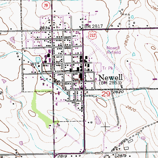 Topographic Map of Newell Post Office, SD