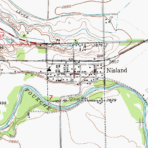 Topographic Map of Nisland Post Office, SD