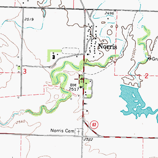 Topographic Map of Norris Post Office, SD
