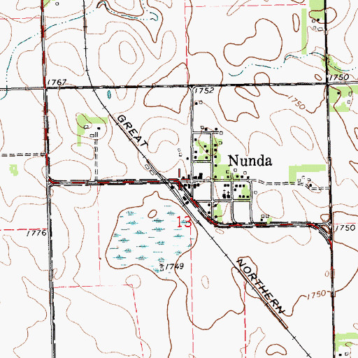 Topographic Map of Nunda Post Office, SD