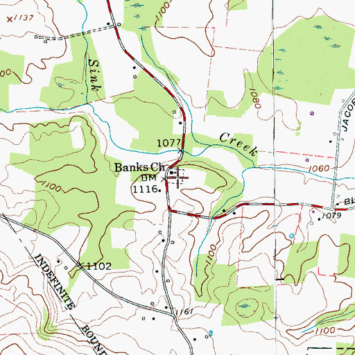Topographic Map of Banks Cemetery, TN