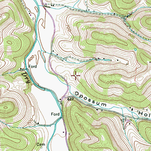 Topographic Map of Barnes Cemetery, TN